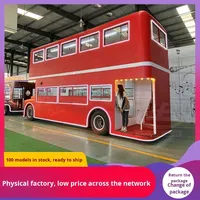 Rétro britannique grand bus à deux étages Mobile Food Truck Commercial affichage de rue en acier inoxydable pour les ventes d'enregistrement de photos alimentaires