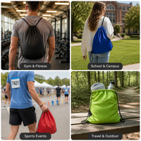 Tas Serut Promosi dengan Logo, Tas Ransel Olahraga 420D, Tas Ransel Serut untuk Gym, Dapat Didaur Ulang, Dapat Digunakan Kembali, Polos