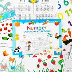 Libro para Colorear con Pegatinas Divertidas, Imágenes Atractivas y Escenas Divertidas, Aprende los Números 123 - Product Image 1
