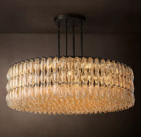 Lustre rond moderne de luxe personnalisé pour la restauration de projets, luminaire d'intérieur pour villa, décoration en verre fumé, suspension lumineuse