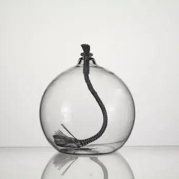 Eco Friendly Refillable Liquid Bliss Petite Round Borosilicate glass oil lamp with wicks