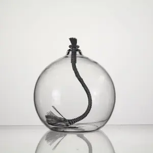 אקו ידידותי למילוי נוזל בליס פטיט עגול בורוסיליקט זכוכית שמן מנורת עם פתילות