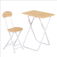 Table pliante en bois pour dortoir, étude, maison et salle à manger - Table carrée longue pour ordinateur avec ensemble de chaises