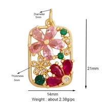 Mode romantique doux coloré Rose soleil Lotus fleur arbre pendentif à breloque, émail pièce arc-en-ciel fille cadeau fête bijoux approvisionnement L56