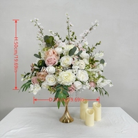 FB1167 Boule de fleurs artificielles tendance série pastel doux, pivoine rose, centre de table 50 cm pour décoration de table