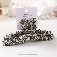 MUJU D341 Pince à cheveux coréenne à grand volume multiple de 13cm, tissu enveloppé à la main, griffe élégante de luxe français léger d'hiver pour femmes