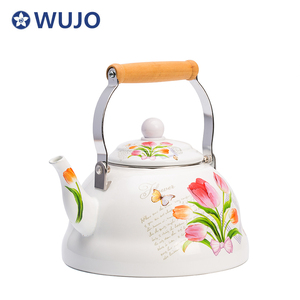 Wholesale Turkish Enamel Tea <strong>Kettle</strong> <strong>With</strong> <strong>Wooden</strong> <strong>Handle</strong> - Product Image 1