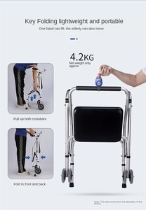 Suministros médicos Carro de compras de aluminio ligero plegable ajustable en altura portátil para personas mayores - Product Image 5
