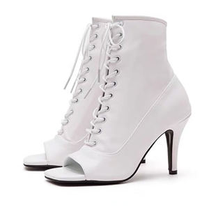 Talla 34 tacones de lápiz botas de baile de jazz verano peep toe encaje hasta tacones altos sandalias botines punta cuadrada botas de mujer - Product Image 2
