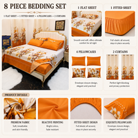 Ensemble de literie de luxe en microfibre imprimée 8 pièces taille King avec rideaux, prêt à être expédié