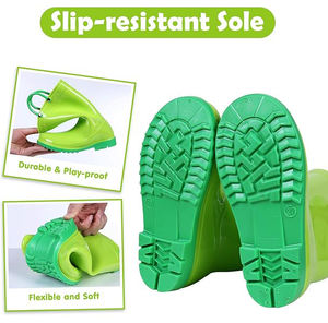 أحذية مطر ملونة للأطفال الصغار، أحذية مطاطية مقاومة للماء للأولاد والبنات، سهلة الارتداء بمقابض سهلة السحب، أحذية خارجية - Product Image 5