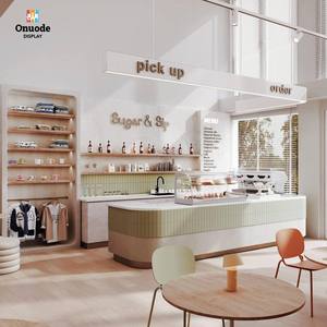 ออกแบบตกแต่งภายในร้านกาแฟแบบครบวงจร ตู้โชว์และเฟอร์นิเจอร์เคาน์เตอร์บาร์พร้อมไฟ LED วัสดุรักษ์โลก - Product Image 5