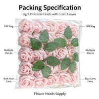 Roses artificielles de 8 cm avec tige, emballées en sachet, support en mousse PE, 25 têtes, haute qualité, style romantique, décorations de mariage