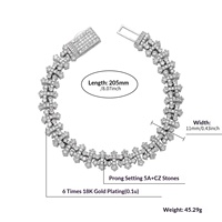 Bracelet croix hip-hop européen et américain HCBRA26040016, entièrement serti de zircone, sensation de luxe haut de gamme, fermoir boîte unique, bijou tendance, cadeau