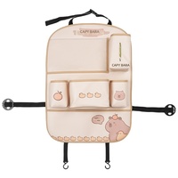 Organisateur de siège de voiture en cuir, design ours de dessin animé, protection anti-coup de pied, sac de rangement multifonctionnel anti-salissures, accessoire automobile