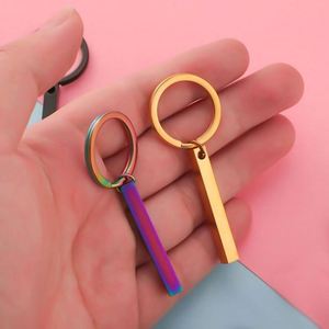 Strip Bar <b>Keychain</b> Blank Stainless Steel Keyring for Promotion Custom Logo 3D Engraving Stamping Rectangle Metal Blank Key Chain - Product Image 5