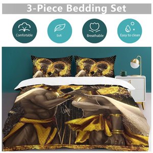 Roi afro-américain amoureux Couple reine peinture Art décor 3D imprimé 3 pièces ensemble de literie housse de couette ensemble de couverture de <span class=keywords><strong>lit</strong></span> couvre-lits - Product Image 6