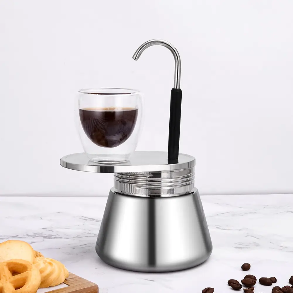 Thiết kế mới 1cup 4cup Moka nồi cảm ứng ý Espresso cà phê Maker Ống duy nhất Moka nồi