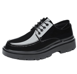 Mocassins décontractés pour hommes grandes tailles 38-48, noirs et marron brillants, à lacets, rehaussants, respirants, pour printemps, été, hiver - Product Image 1