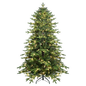 Pre-lit PVC <b>Christmas</b> <b>Tree</b> with <b>Led</b> Lights Hinged Structure Fluffy Realistic Xmas <b>Tree</b> for Home Holiday Decor Stable Stand - Product Image 1