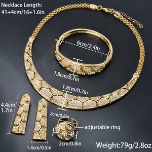 Juego de Joyería de Latón Vintage con Circonita para Mujer, Chapado en Oro de 18K, para Bodas, Compromisos, Aniversarios y Fiestas - Product Image 6