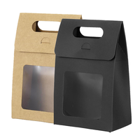 Nouvelle boîte en papier kraft simple et créative avec fenêtre transparente, portable, pour emballer des bonbons, des collations ou des cadeaux