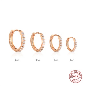 Simple Gold Diamond <b>Ear</b> <b>Clip</b> Zircon 925 Sterling Silver Hoop Earrings - Product Image 4