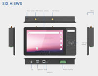 Tableta industrial OEM SDK de 10 pulgadas con lector RFID de largo alcance NFC frontal, tableta Android resistente, señalización digital y pantallas