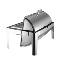 Plat de service isotherme argenté 9L avec couvercle roulant pour buffet, idéal pour la restauration, les hôtels et les chefs – Fournitures de luxe pour hôtels et restaurants