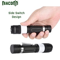 Senter LED EDC Mini 10W 800LM Isi Ulang dengan Lampu Peringatan COB Merah, Bodi Aluminium Alloy, Peringkat IP68