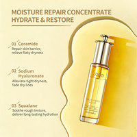Sérum Visage Liquide à l'Essence d'Or avec Céramide, Acide Hyaluronique et Squalane – Essence Réparatrice Hydratante pour Peaux Sèches