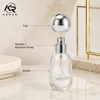 Flacon pulvérisateur de parfum en verre transparent, flacon de parfum vide, bouchon décoratif, emballage personnalisé avec logo, vente en gros