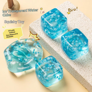 Jouet anti-stress en TPR en forme de cube de glace, extensible et compressible, cube d'eau, flocon de neige en maltose, pour la décompression - Product Image 6