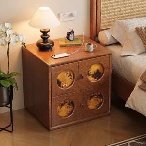 ตู้ลิ้นชักไม้เนื้อแข็งสไตล์จีนคลาสสิกอเนกประสงค์ โต๊ะข้างเตียง ตู้เก็บของในห้องนอน - Product Image 4