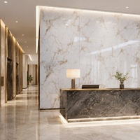 WYRAX Panneau de réception en PVC effet marbre beige travertin pour mur d'accentuation de hall d'hôtel, 1220x2440mm, 3.0mm, faible entretien