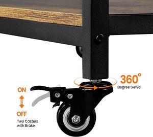 キッチンカート素朴な収納引き出し棚キッチンアイランドオンホイール3層ユーティリティダイニングタオルラック付きロック可能ホイール - Product Image 4