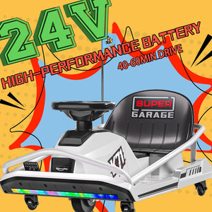 KerryYoo K71 24V <span class=keywords><strong>Drift</strong></span> Kart, Kart électrique pour enfants de 6 à 12 ans, Crazy Kart avec moteur brushless 300W, 360 °   Drifting - Bleu - Product Image 2