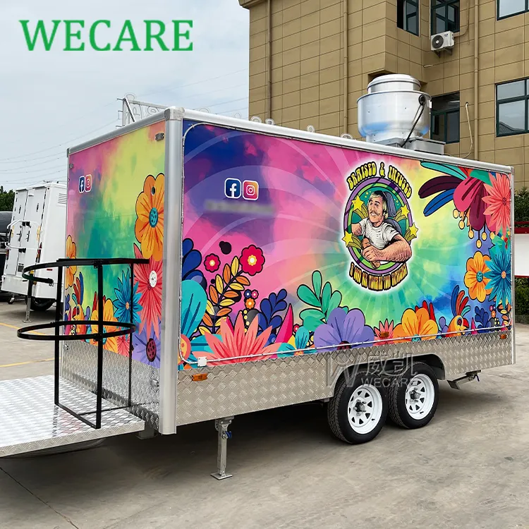 WECARE Personalizado Pequeno Tamanho Grande Rua Móvel Sorvete Bar De Café Caminhão Foodtruck Pizza Hotdog Food Carrinhos e Reboques De Alimentos