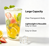 Gobelet en plastique transparent réutilisable et recyclable grande capacité pour café glacé, jus et eau – Idéal pour la maison, les fêtes et les bars (vente en gros)