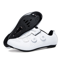 Chaussures de vélo de route unisexes, à double boucle rotative, compatibles avec les clips, semelle rigide, amortissantes, respirantes, en mesh.