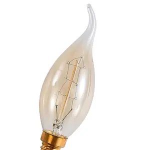 Lampu pijar klasik C35 25w 40w 60w, bola lampu Edison lilin, filamen Tungsten, bola lampu antik