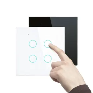 2023 New 4CH EU WiFi Tuya Smart Touch Wall Light Switch for Home Automation PST-WT-E4 Factory