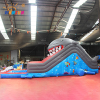 WINSUN Grand toboggan aquatique gonflable double piste en forme de requin pour enfants, en PVC, idéal pour parcs d'aventure, aires de jeux, centres commerciaux et jardins
