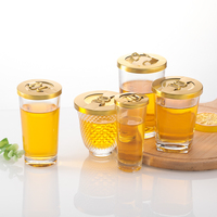 Verre à shot en verre transparent multi-styles avec couvercle doré, idéal pour le whisky, le vin, comme porte-bougie, pour la décoration de la maison, du bar ou de la table de fête