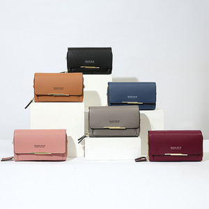 Factory <b>Ladies</b> <b>Wallet</b> High Quality Custom Zipper Short <b>Wallet</b> Phone Case Card Holder Polyester Waterproof PU Leather Tanjing - Product Image 2