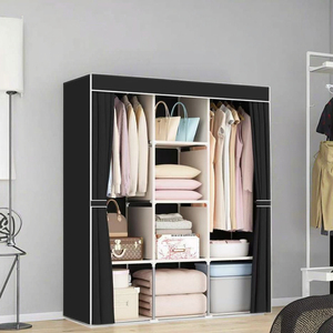 Armoire amovible autoportante économique pour chambre à coucher, style japonais, avec système de rangement rotatif simple et accessoires pratiques, étagères incluses - Product Image 4