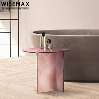 WISEMAX FURNITURE Meubles design, décoration artistique, table basse en verre trempé, ensemble de tables basses pour salon, forme ovale, table centrale en verre durable