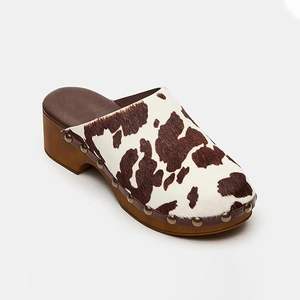 <span class=keywords><strong>Mules</strong></span> à <span class=keywords><strong>talon</strong></span> bas fermées à l'avant pour femmes, bout rond, talons <span class=keywords><strong>en</strong></span> <span class=keywords><strong>bois</strong></span> - Product Image 1