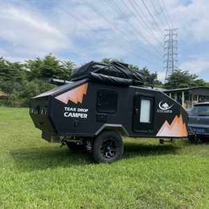 Ecocampor Petite caravane teardrop tout-terrain Mini camping-car Caravane avec cuisine arrière et réfrigérateur - Product Image 2