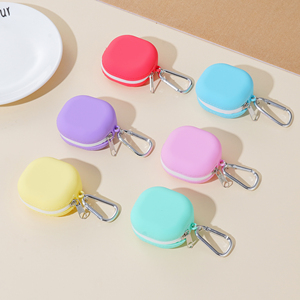 Portable <b>Cute</b> Mini Bag Zipper Coin <b>Purse</b> Keychain Silicone Metal Plant Fruit Earphones Lipstick Storage for Women - Product Image 4